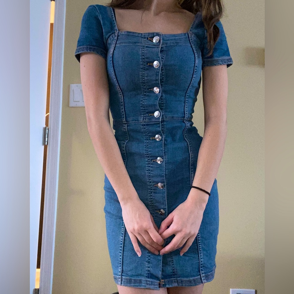 Denim button dress